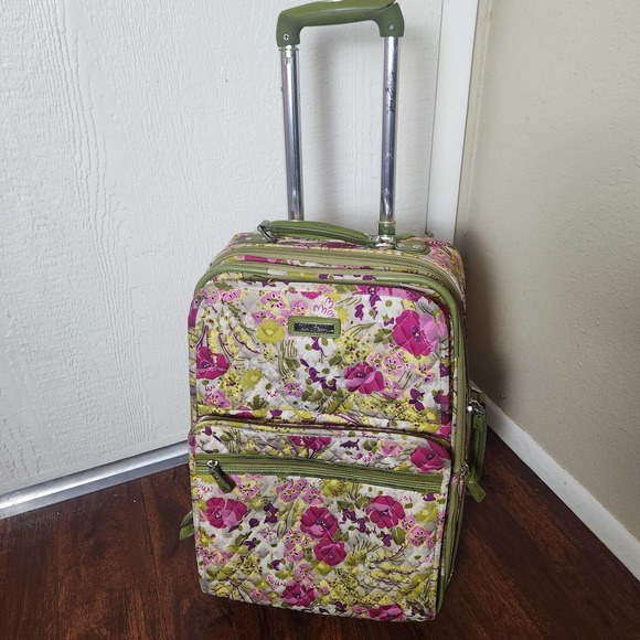 Vera Bradley Handbags - Vera Bradley RARE RETIRED Make Me Blush Soft Shell Rolling Carry-On Suitcase